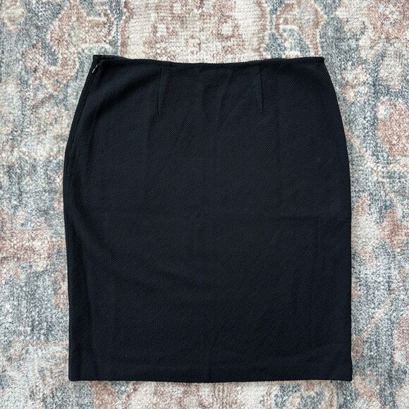 St. John Caviar Women's Skirt Knitted Side Zip Black Size 12 Wool Boucle Tweed - Picture 7 of 8